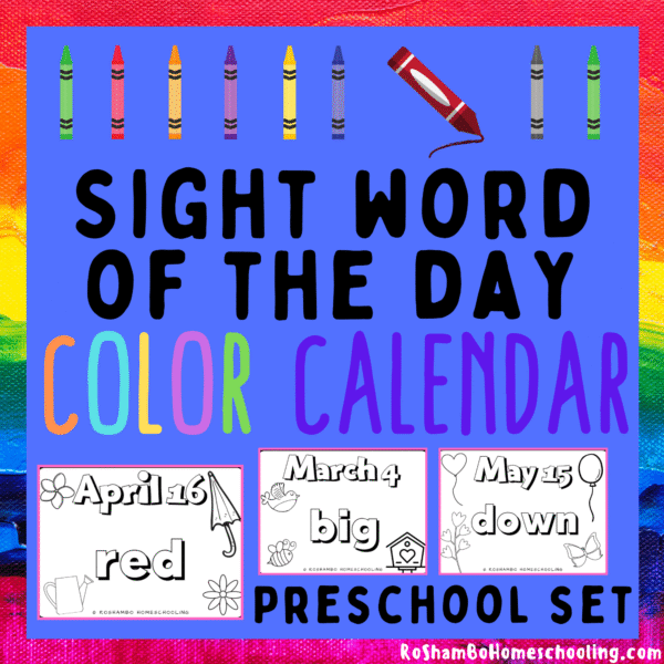 RoShamBo Homeschooling sight word of the day color calendar preschool set