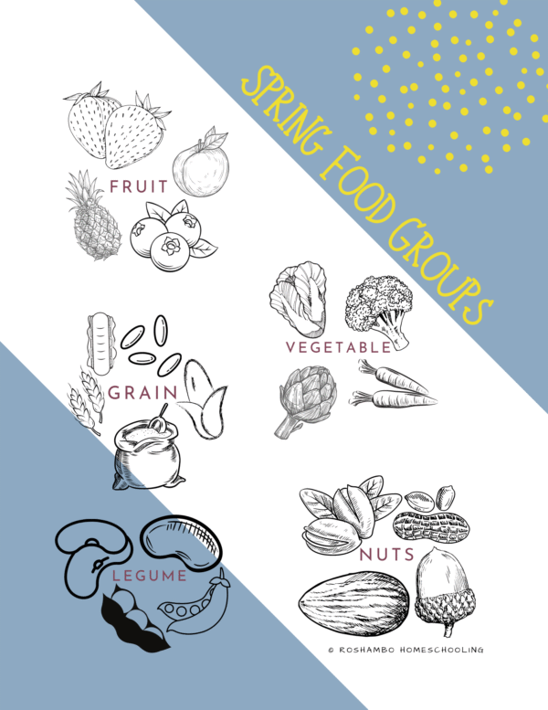 RoShamBo Homeschooling all about spring food theme pack poster