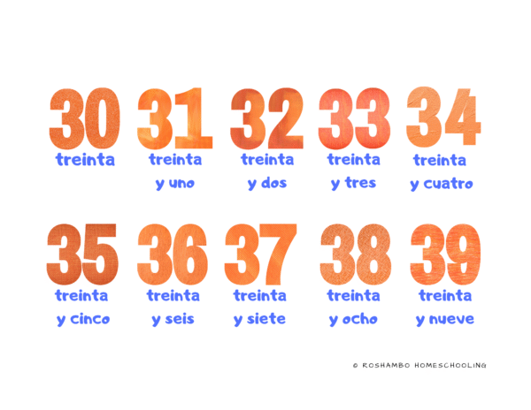 RoShamBo Homeschooling Spanish number classroom poster sample