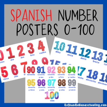 RoShamBo Homeschooling Spanish number classroom posters