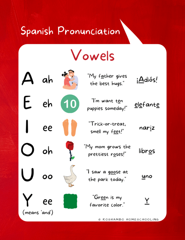 RoShamBo Homeschooling Spanish pronunciation posters preview
