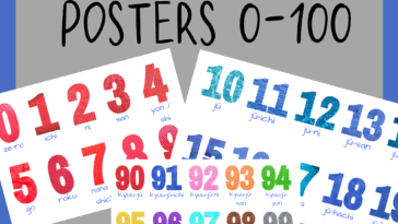 RoShamBo Homeschooling printable Japanese number classroom posters 0-100