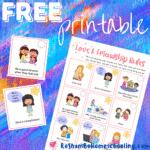 RoShamBo Homeschooling free printable love and friendship rules sticker poster for Valentine's Day